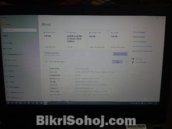 HP core i5 7th gen 8/256 ssd